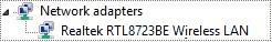 Windows Device Manager with Realtek Wireless adapter